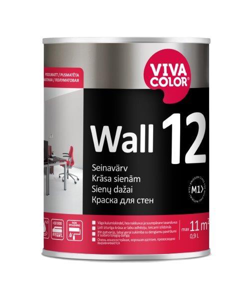 Sienų ir lubų dažai VIVACOLOR WALL 12, A bazė, pusiau matiniai, 900 ml