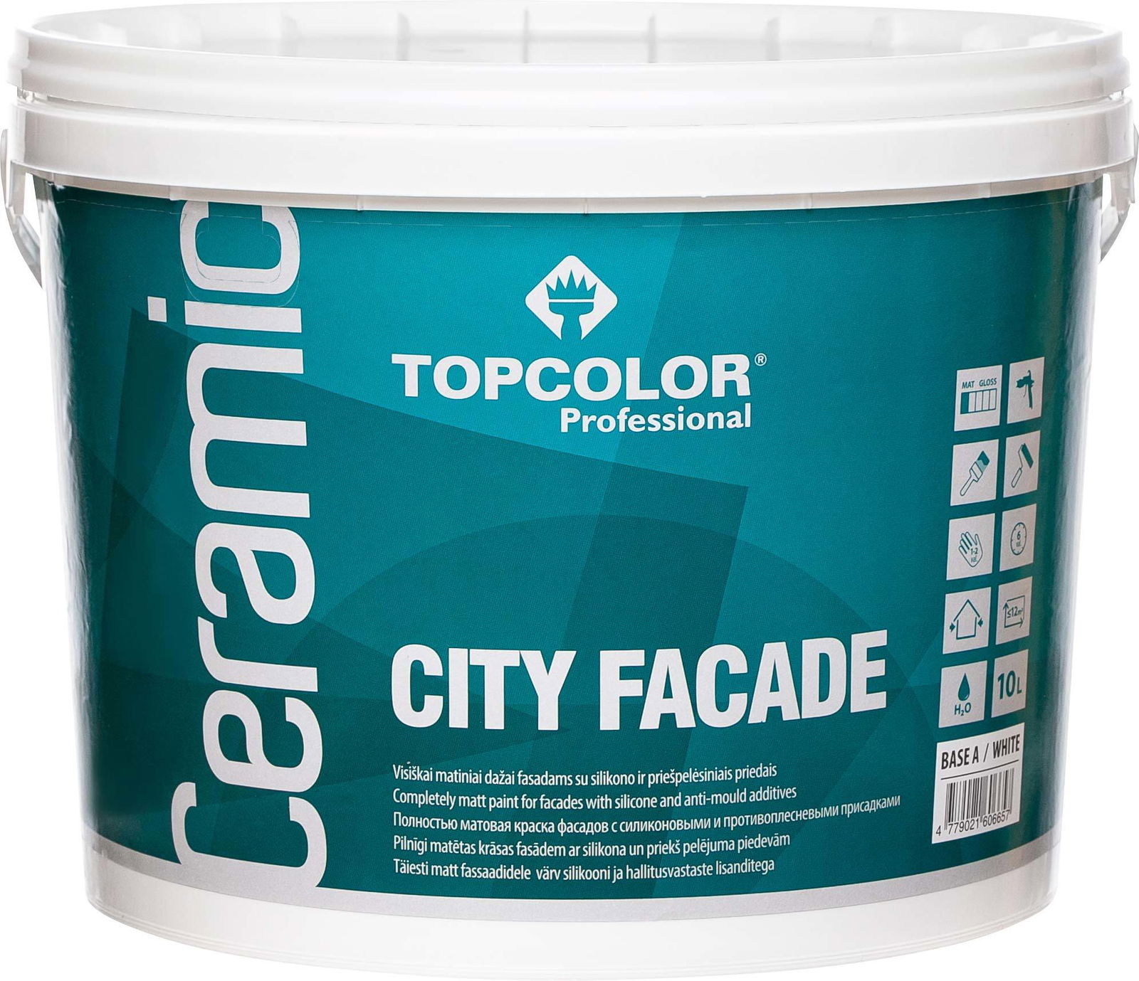 Antipelėsiniai fasado dažai TOPCOLOR CERAMIC CITY FACADE, matiniai, CLR/C bazė, 10 l