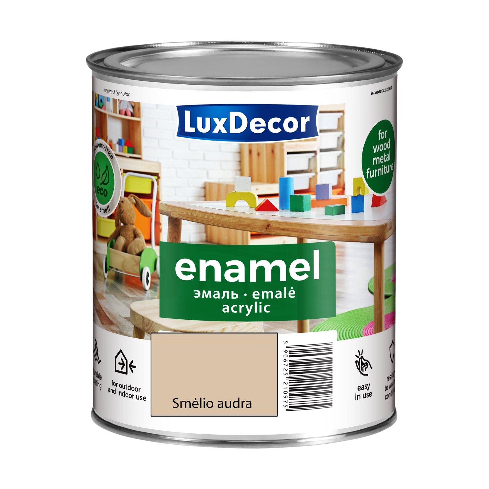 Akriliniai emaliniai dažai LUXDECOR, blizgūs, smėlio audros sp., 750 ml