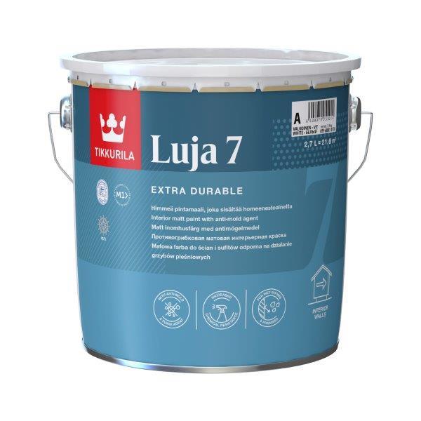 Sienų ir lubų dažai TIKKURILA LUJA 7, matiniai, baltos sp., A bazė, 2,7 l