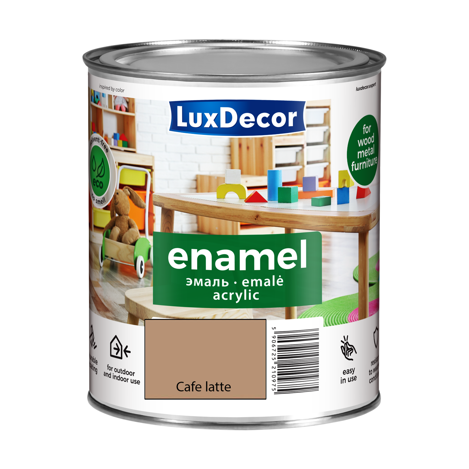 Akriliniai emaliniai dažai LUXDECOR, matiniai, kavos latte sp., 750 ml