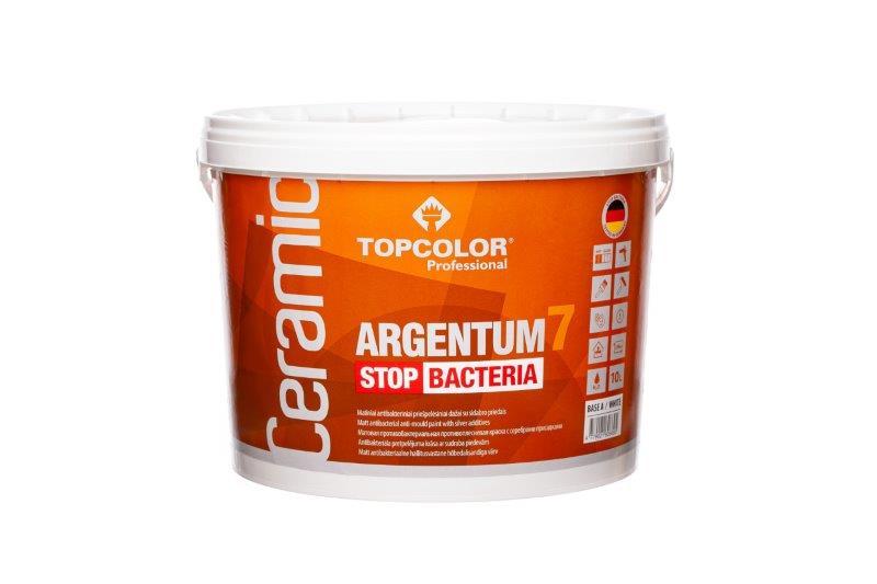 Antibakteriniai sienų dažai TOPCOLOR CERAMIC ARGENTUM 7, matiniai, baltos sp., 10 l