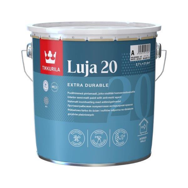 Sienų ir lubų dažai TIKKURILA LUJA 20, C bazė, pusiau matiniai, 2,7 l