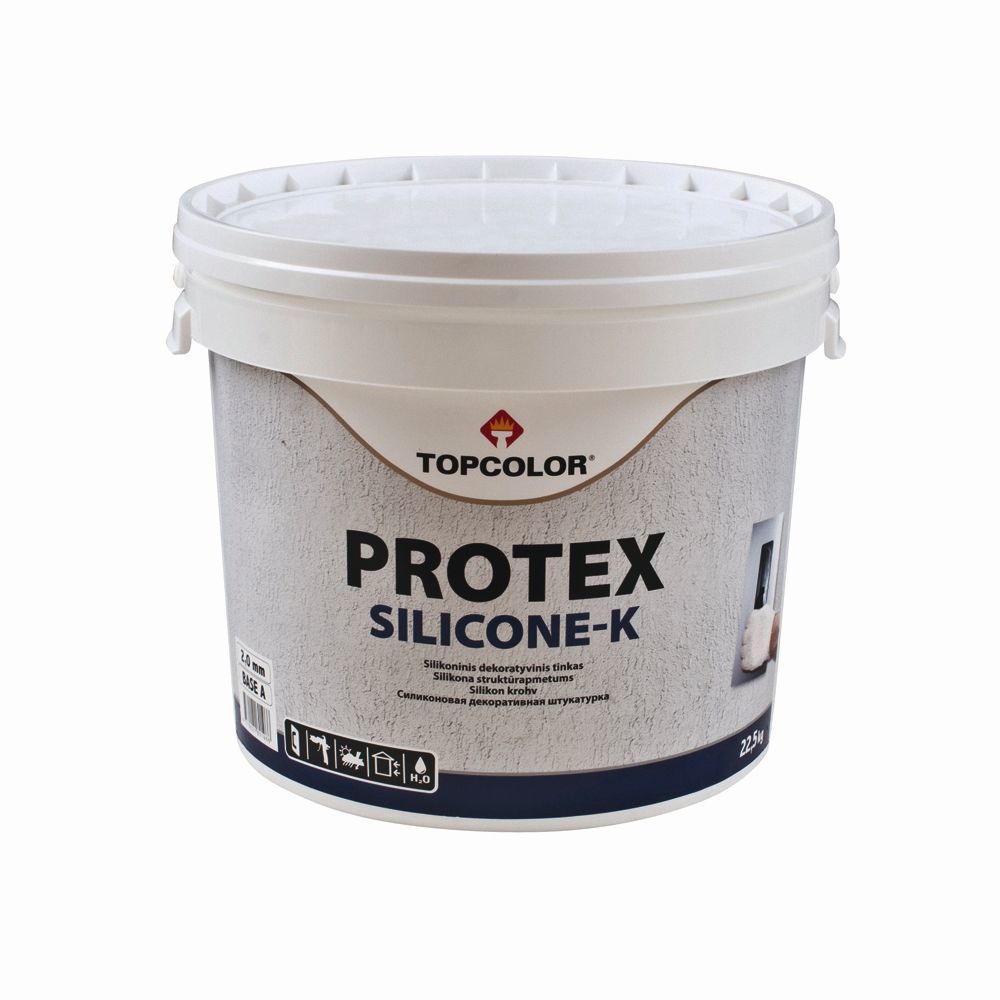 Dekoratyvinis tinkas TOPCOLOR PROTEX SILICONE K, ištisinis 2 mm, A bazė, 25 kg