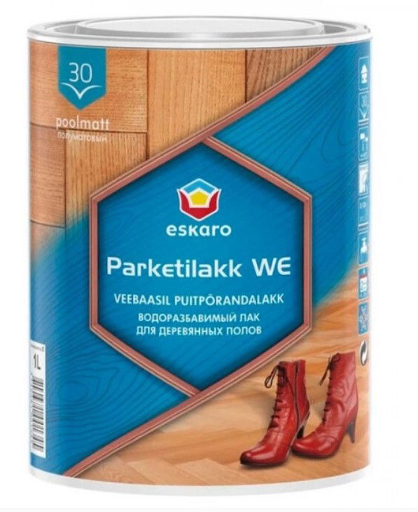 Medinių grindų lakas ESKARO Parketilakk WE, pusiau matinis, 1l