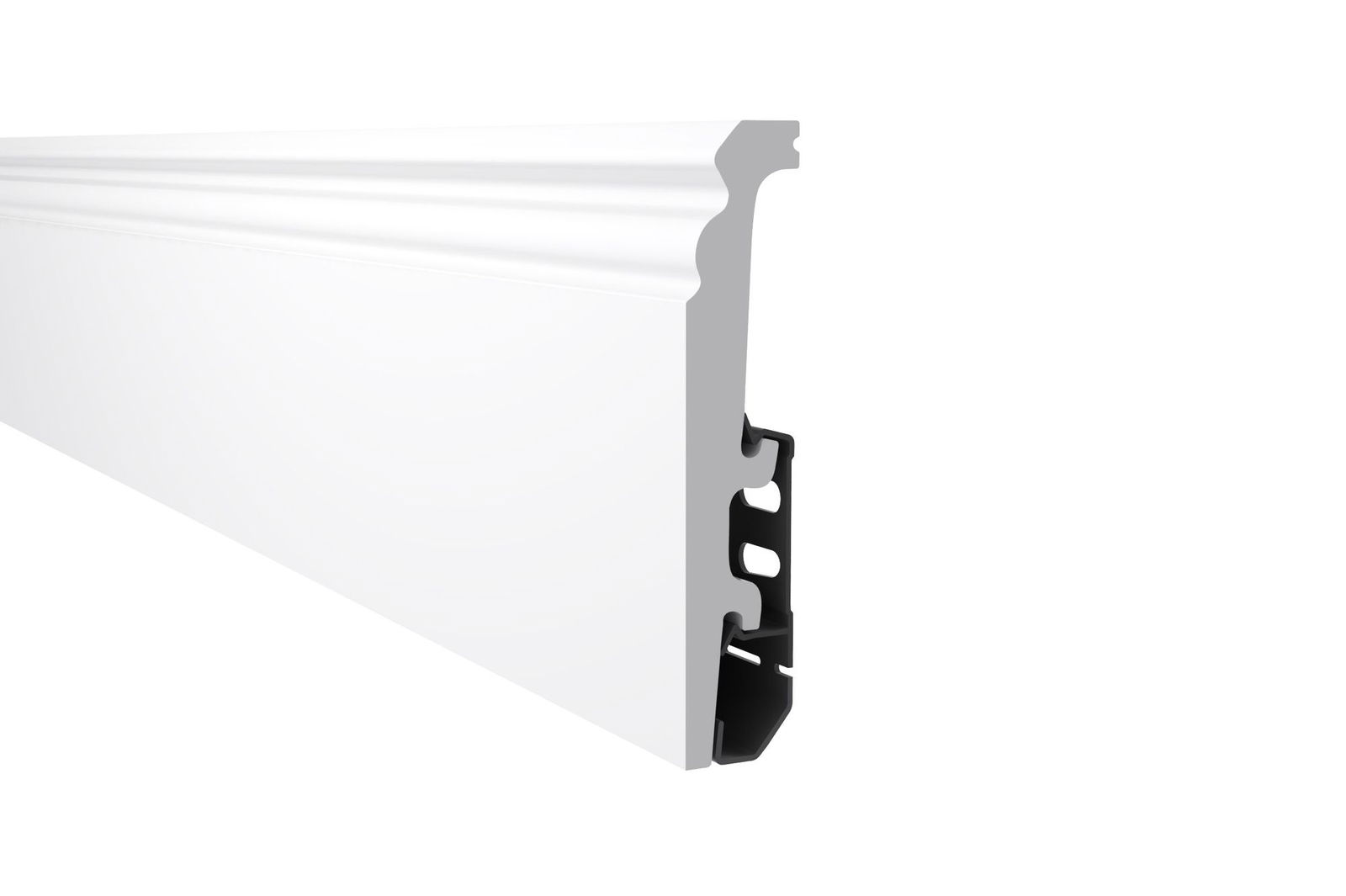 Polistireno grindjuostė VEGA P1030 baltos sp., 100 mm aukščio, 20 mm pločio, 2,4 m ilgio