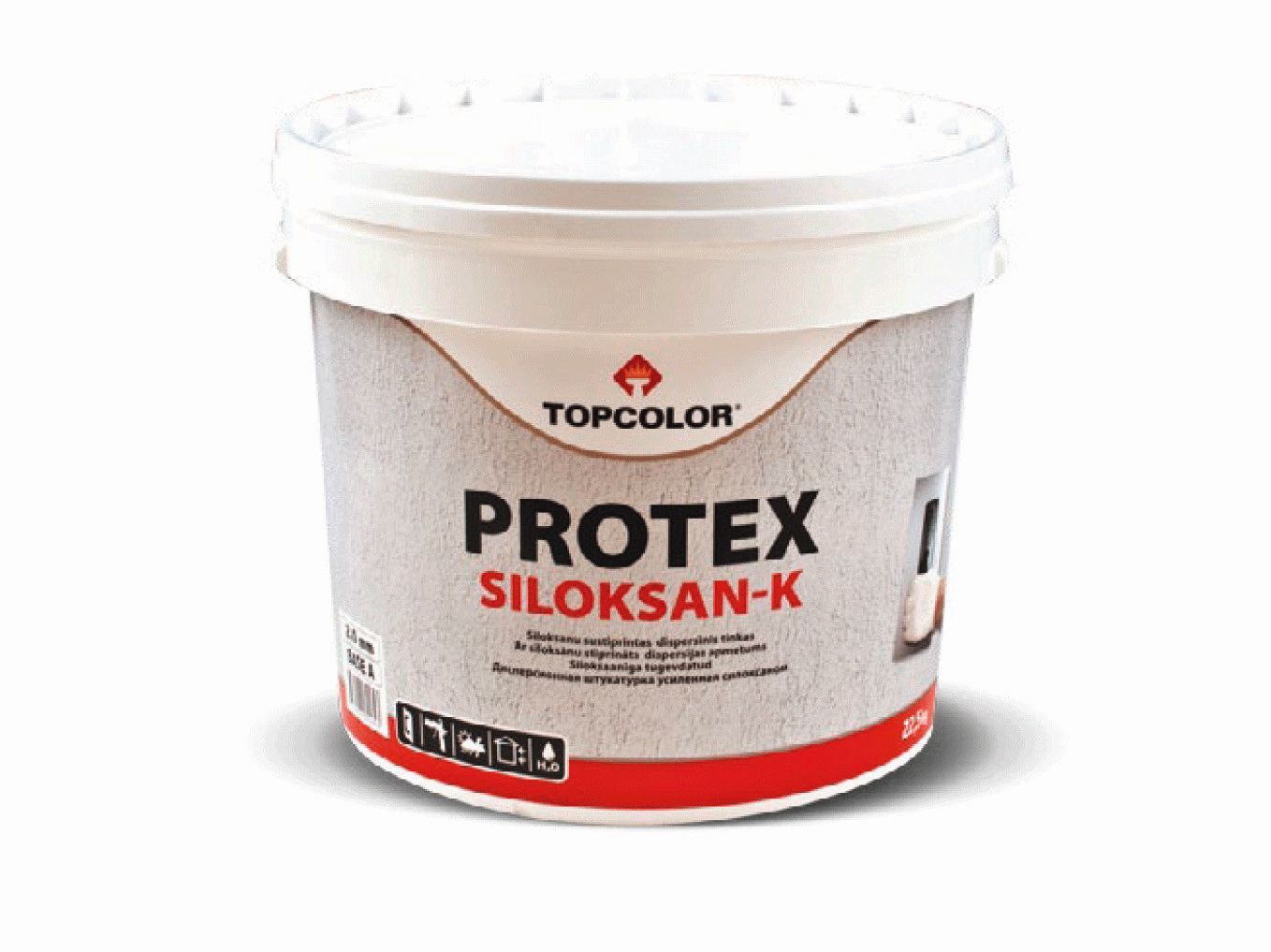 Dekoratyvinis tinkas TOPCOLOR PROTEX SILOKSAN K, ištisinis 2 mm, A bazė, 25 kg