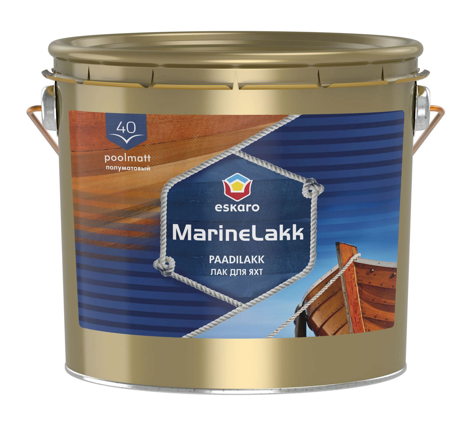 Drėgmei atsparus lakas ESKARO MARINE LAKK 40, pusiau matinis, 2,4 l