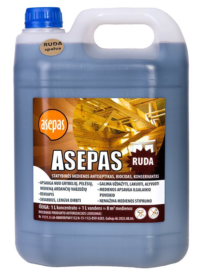 Universalus medienos antiseptikas - impregnantas „Asepas“, 1:1 Rudas, 5L