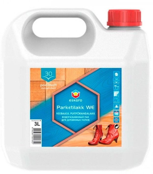 Medinių grindų lakas ESKARO Parketilakk WE, pusiau matinis, 5l