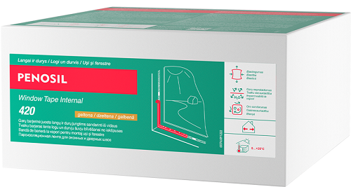 Vidinė langų sandarinimo juosta PENOSIL WINDOW TAPE INTERNAL  420, geltonos sp., 100mm/25m