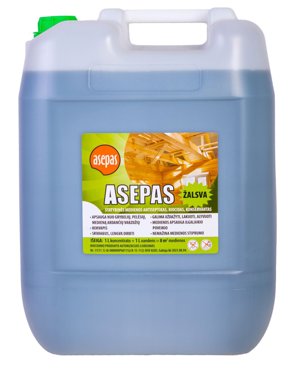 Universalus medienos antiseptikas - impregnantas „Asepas“, 1:1 žalias, 20 L