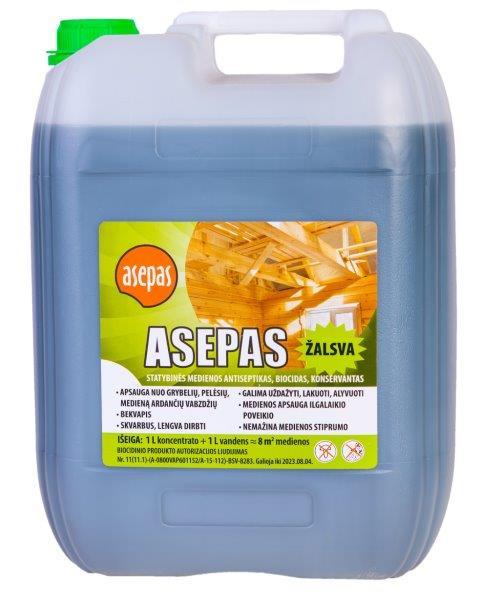 Universalus medienos antiseptikas - impregnantas „Asepas“, 1:1 žalias, 10 L