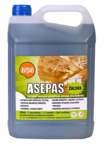 Universalus medienos antiseptikas - impregnantas „Asepas“, 1:1 žalias, 5L