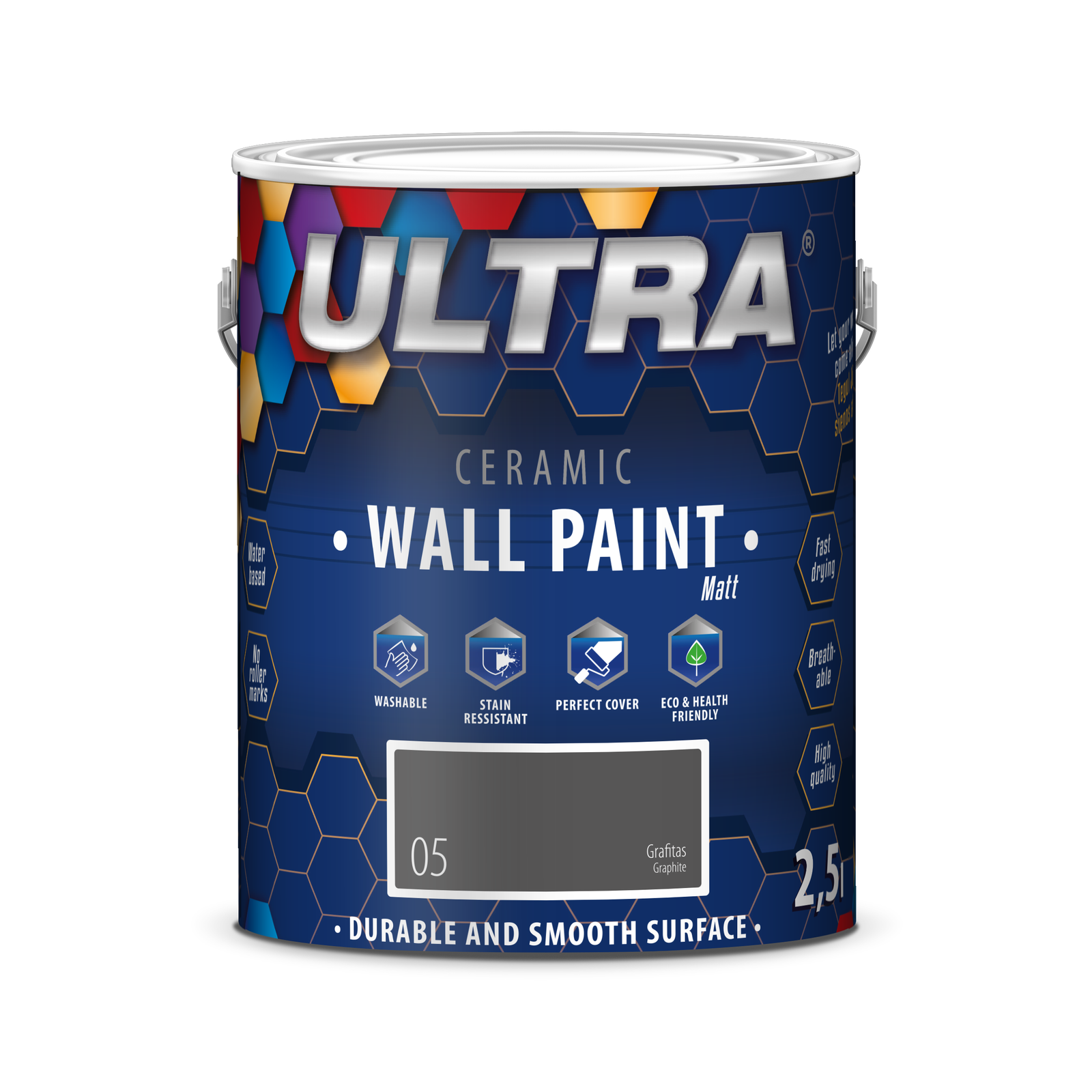 Interjero dažai ULTRA ceramic, grafitas (5), 0,7 l