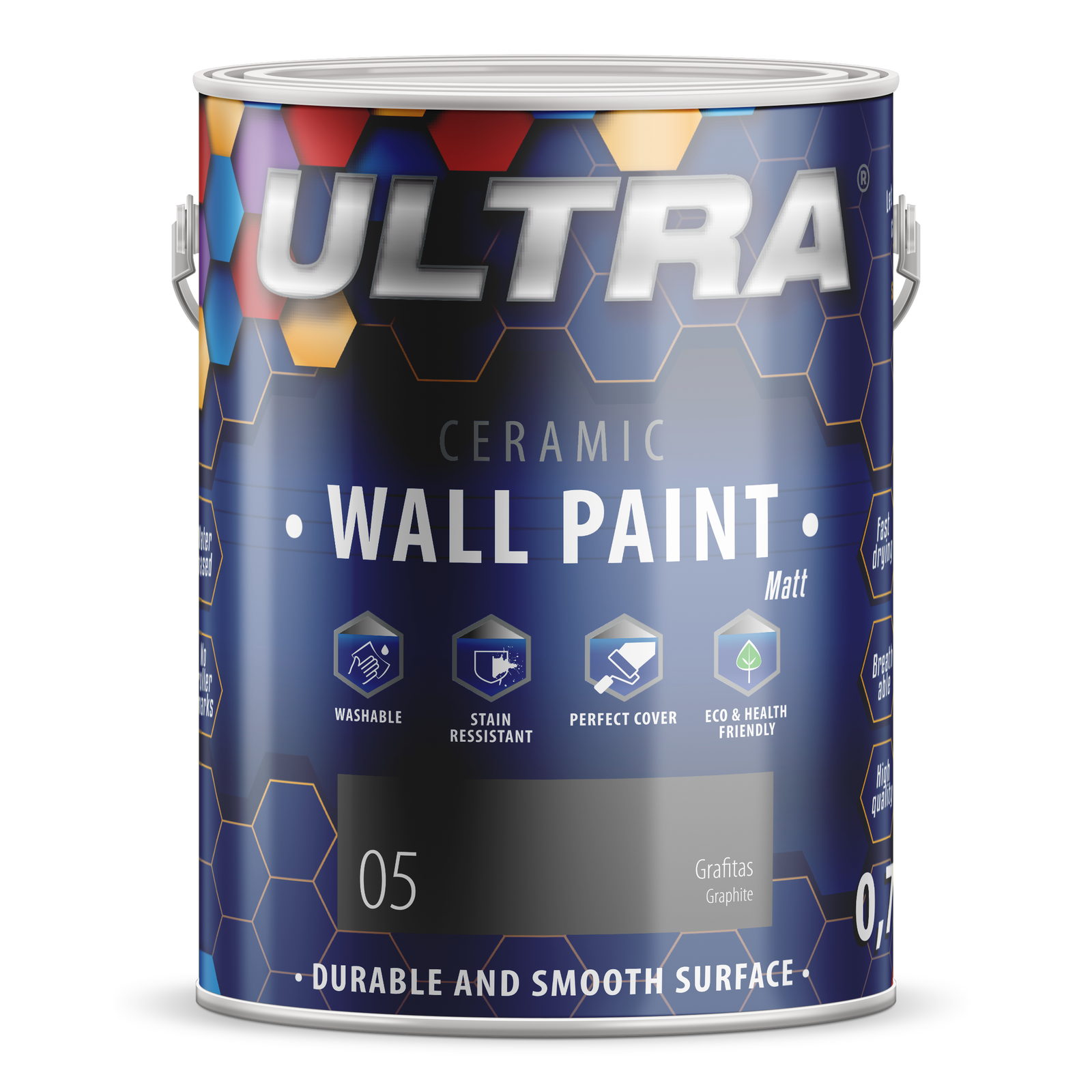 Interjero dažai ULTRA ceramic, grafitas (5), 2,5 l