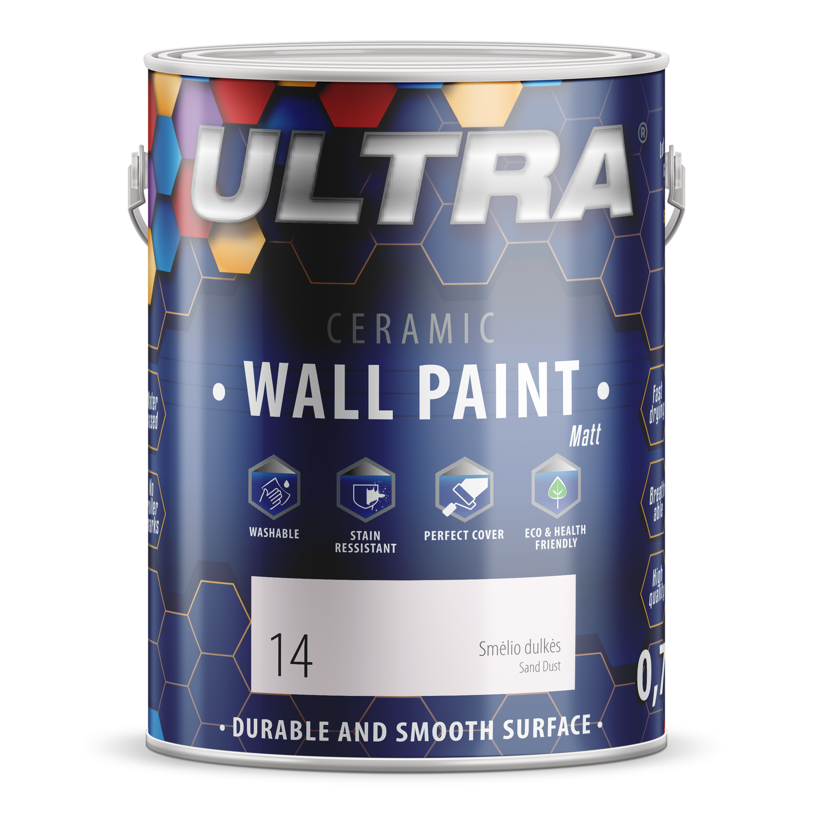 Interjero dažai ULTRA ceramic, smėlio dulkės (14), 2,5 l