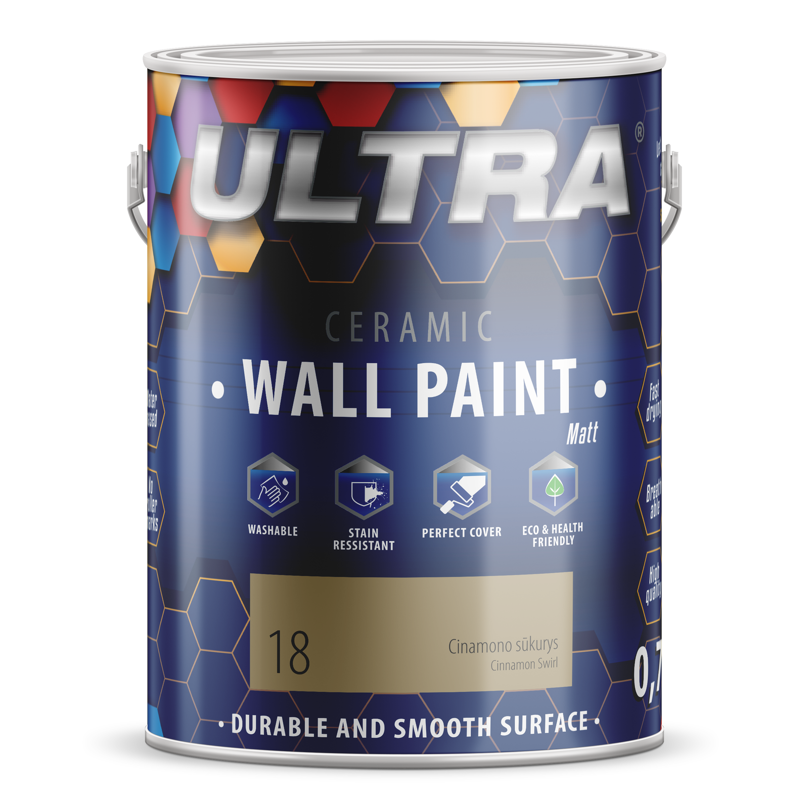 Interjero dažai ULTRA ceramic, cinamono sūkurys (18), 2,5 l