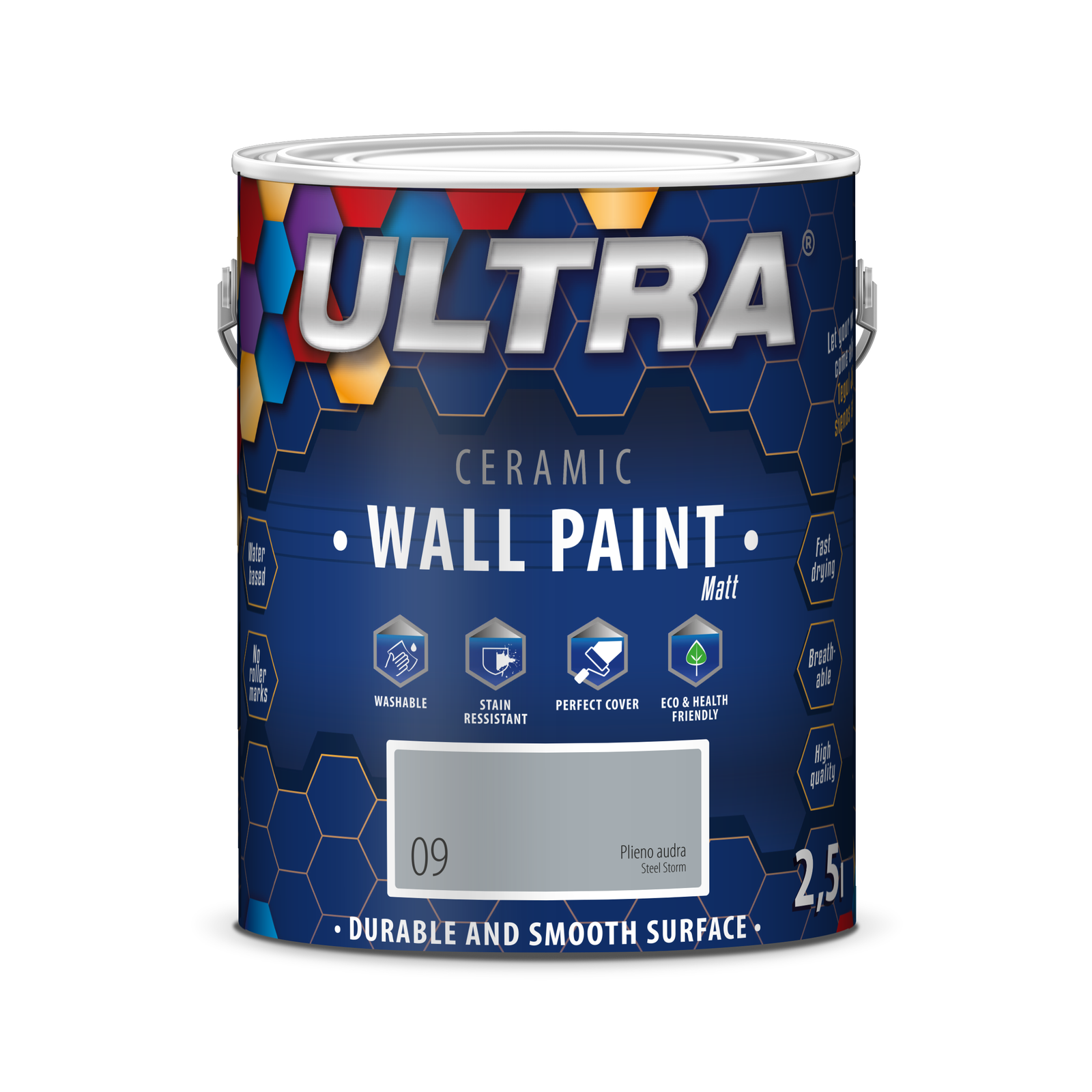 Interjero dažai ULTRA ceramic, plieno audra (9), 0,7 l