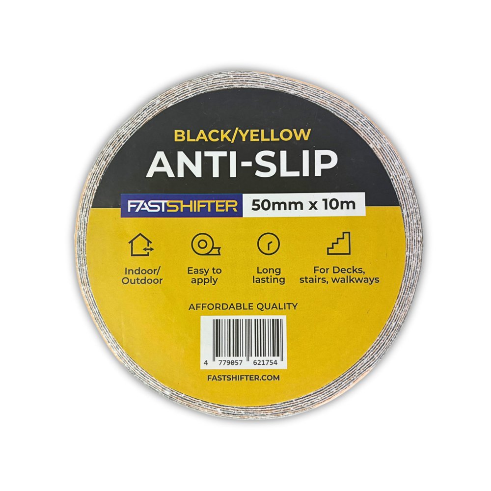 Neslystanti juosta FASTSHIFTER, 50 x 10 x 0,65 mm, juodos/geltonos sp.