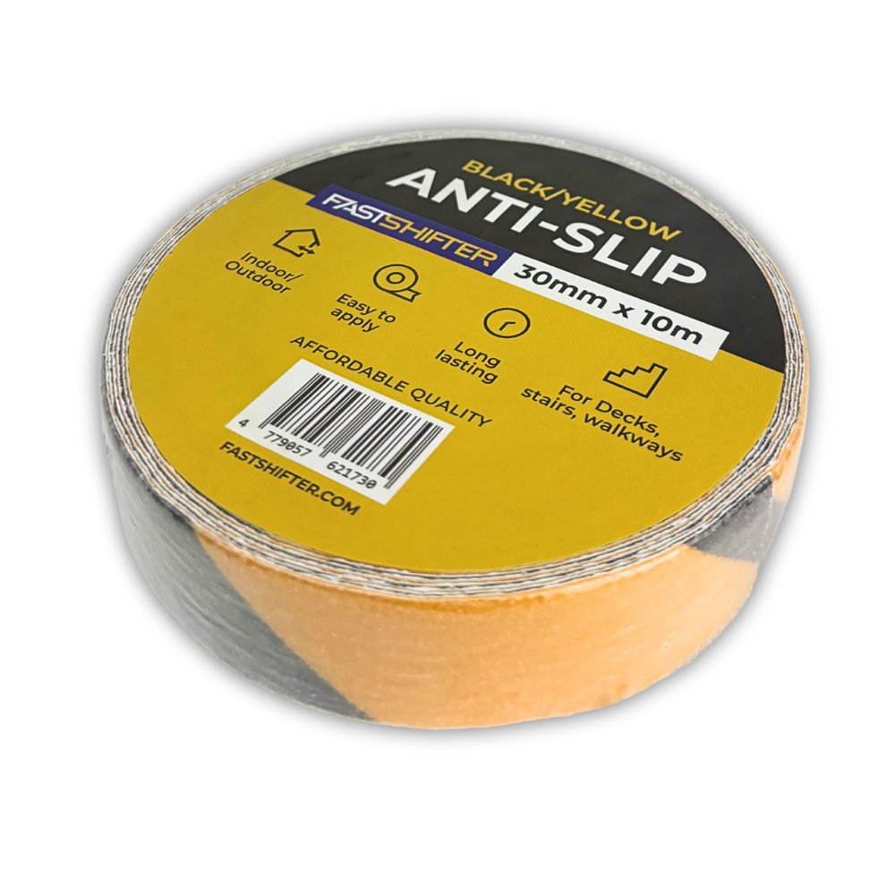 Neslystanti juosta FASTSHIFTER, 30 x 10 x 0,65 mm, juodos/geltonos sp.