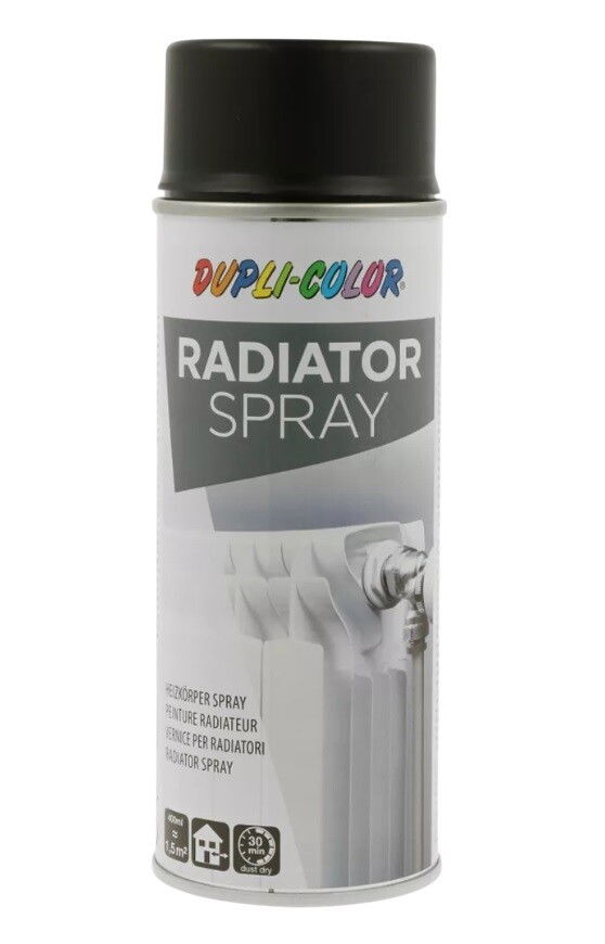 Radiatoriams dažai DUPLI COLOR RAL9005, atsparūs 1500C, juodos sp., 400 ml