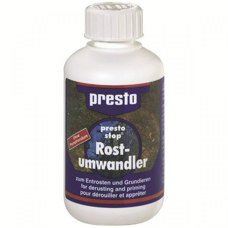 Rūdžių surišėjas ir gruntas metalui PRESTO, antikorozinis, rusvai gelsvos sp., 250 ml