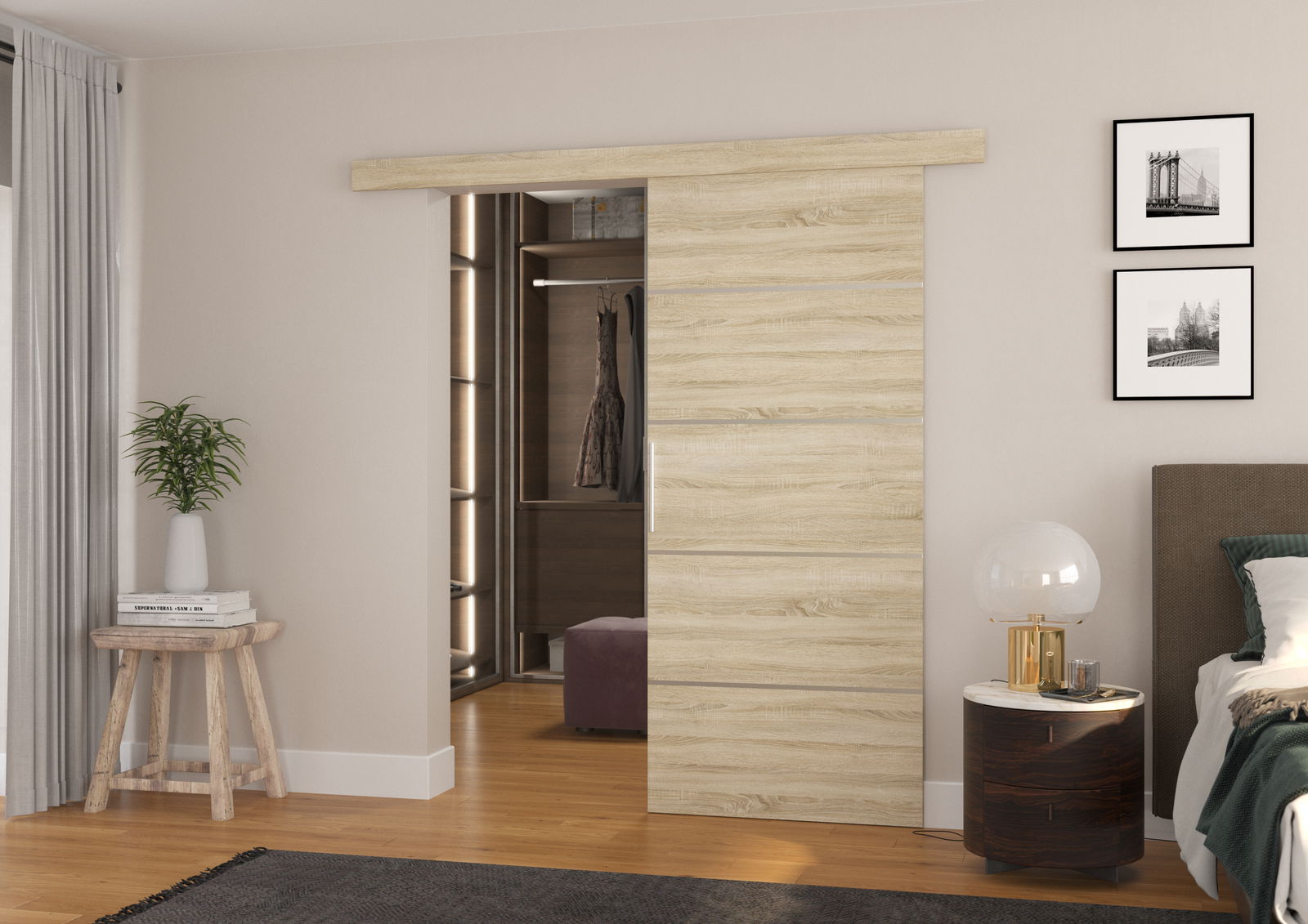 Stumdomos durys TONY 86, 86 x 205 cm, ąžuolo