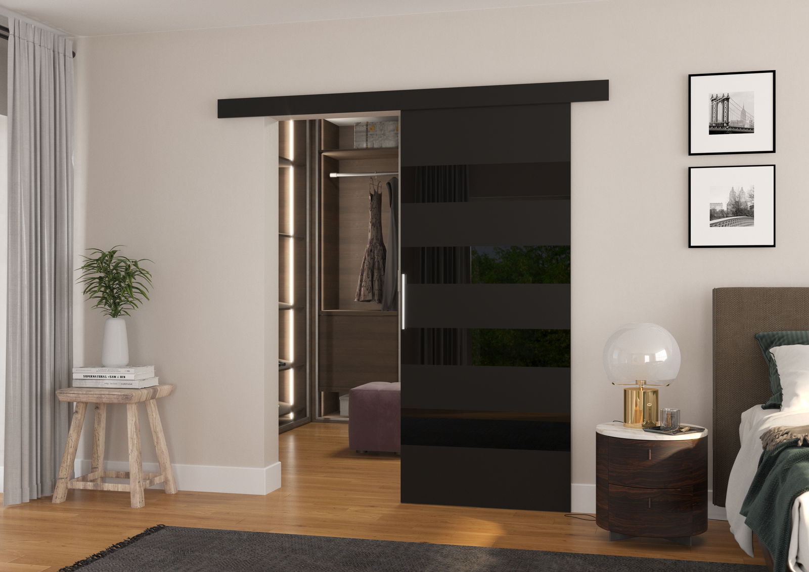 Stumdomos durys MILOU 96, 96 x 205 cm, juoda