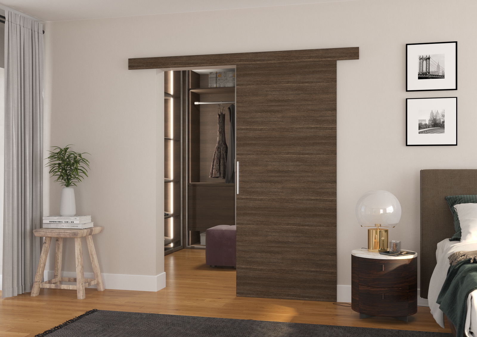 Stumdomos durys DAAN 86, 86 x 205 cm, ruda/juoda
