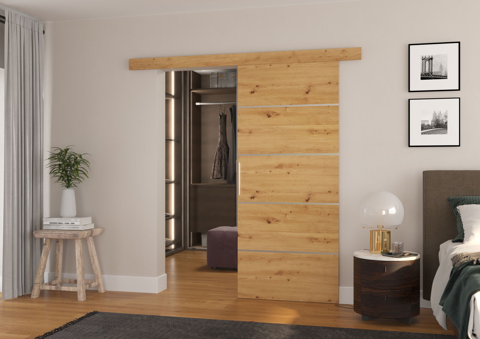 Stumdomos durys TONY 86, 86 x 205 cm, ąžuolo