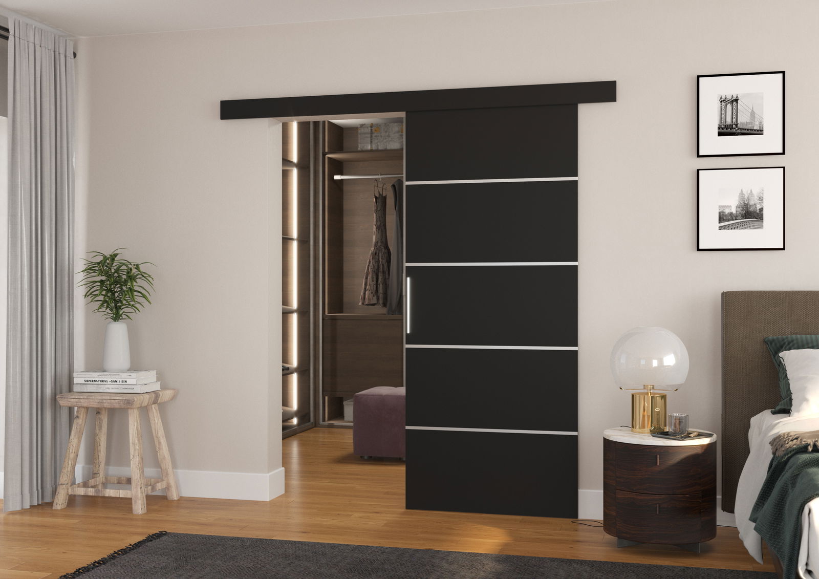Stumdomos durys TONY 96, 96 x 205 cm, juoda