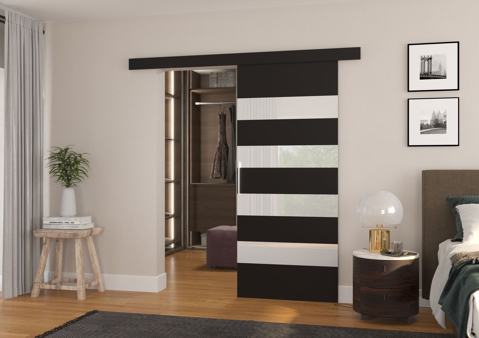 Stumdomos durys MILOU 96, 96 x 205 cm, juoda