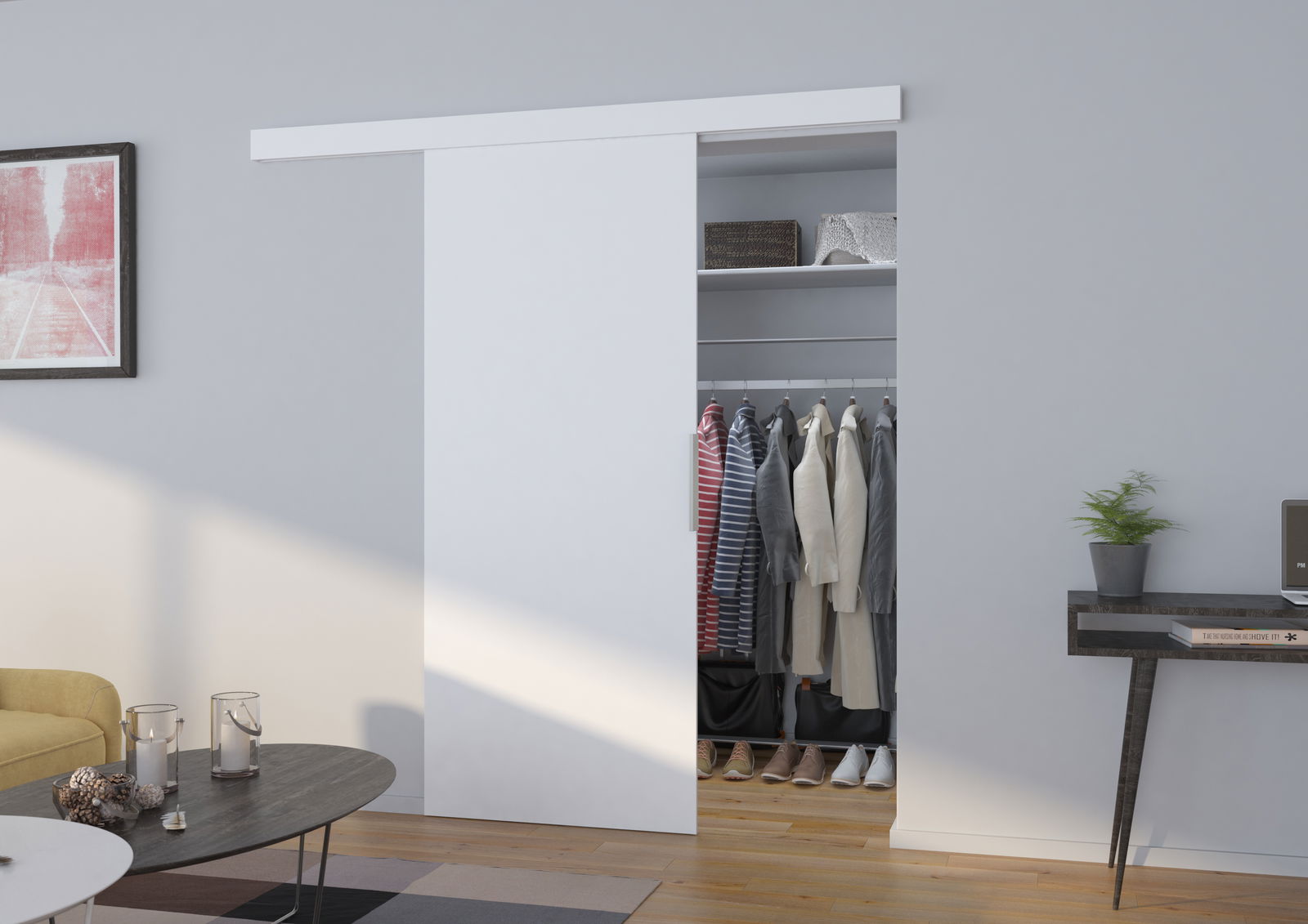 Stumdomos durys PIXI 96, 96 x 205 cm, balta