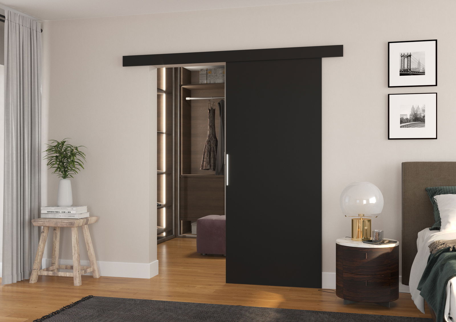 Stumdomos durys DAAN 96, 96 x 205 cm, juoda
