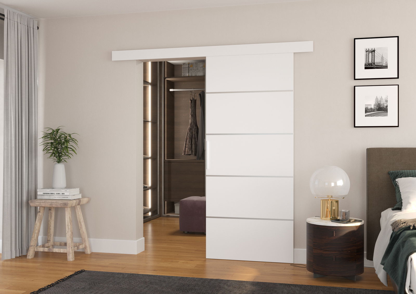 Stumdomos durys TONY 96, 96 x 205 cm, balta