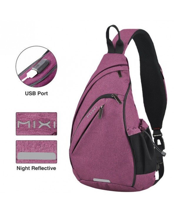 Mixi pečių kuprinė Sling Bag Crossbody USB sportas Kelionės Universalus mados krepšys