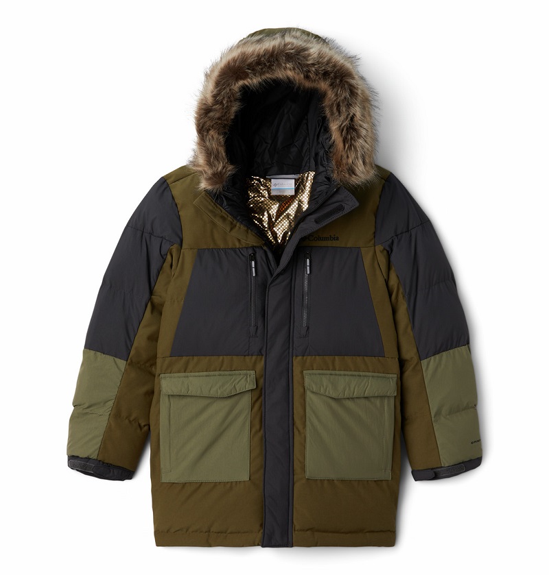 Columbia striukė MARQUAM Peak Fusion Parka berniukui. Spalva pilka / chaki