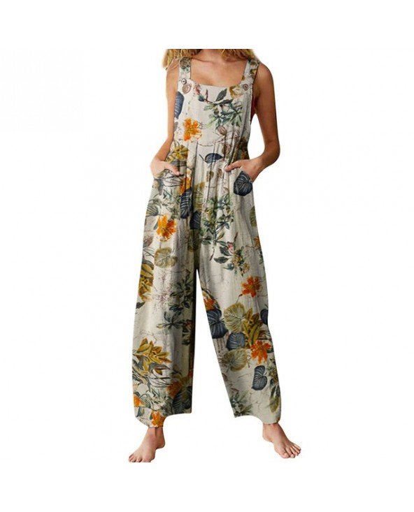 Moterų Jumpsuits vasaros kombinezonas daugiaspalvis su kišenė