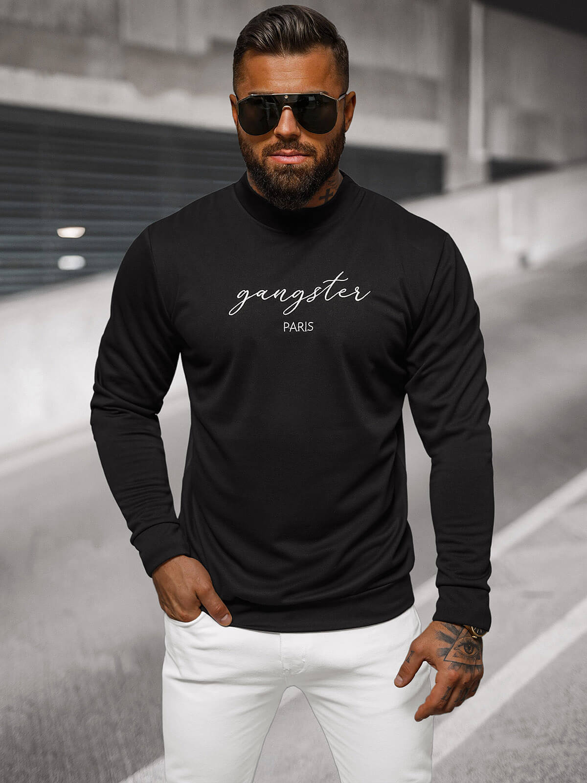 Vyriškas juodas megztinis Gangster
