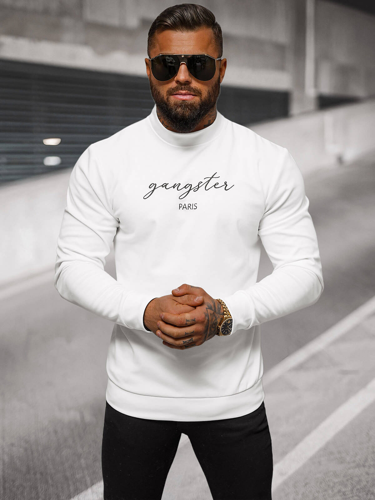 Vyriškas baltas megztinis Gangster