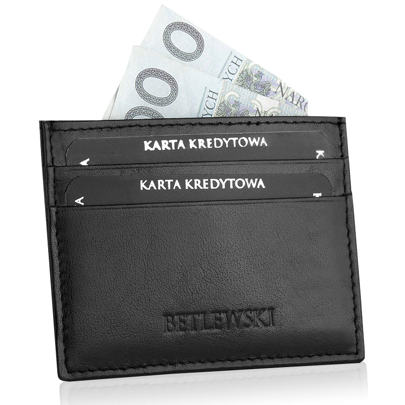 Akcija BETLEWSKI® odinis kreditinės kortelės dėklas (juodas)