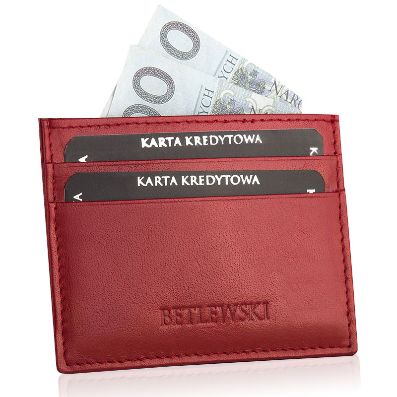 Akcija BETLEWSKI® odinis kreditinės kortelės dėklas (raudonas)