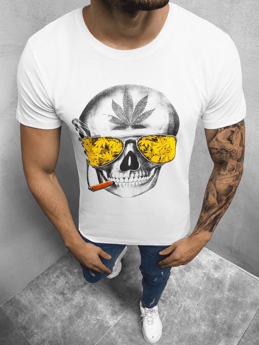 Vyriški baltos spalvos marškinėliai Skeleton