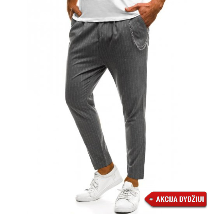 Akcija Vyriškos šviesiai pilkos kelnės Fancy