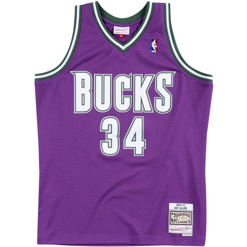 Mitchell & Ness NBA Swingman Jersey Milwaukee Bucks Road 2000-01 Ray Allen - Dydis S (SMJYAC18014-MBUPURP00RAL Marškinėliai)