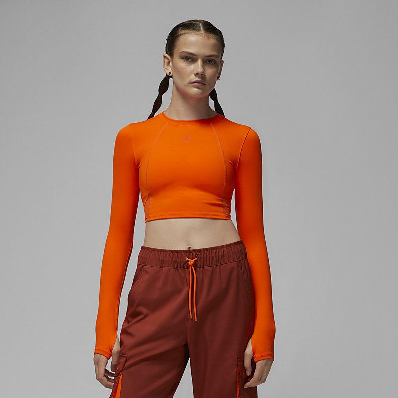 Jordan Wmns Sport Long-Sleeve Crop Top - Dydis M (DQ4396-819 Marškinėliai)