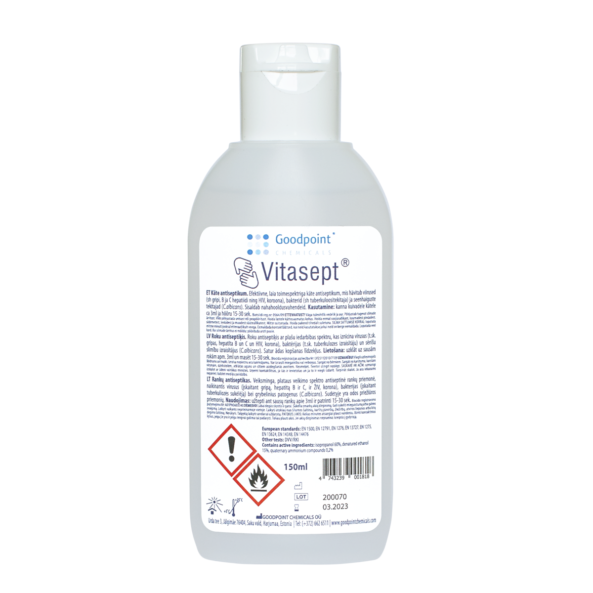 VITASEPT Rankų dezinfekantas-antiseptikas, 150ml