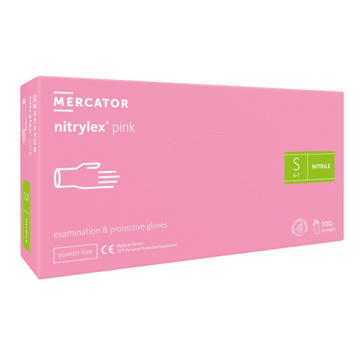 NITRYLEX PF PINK, Pirštinės, nitrilo, be pudros S, N100