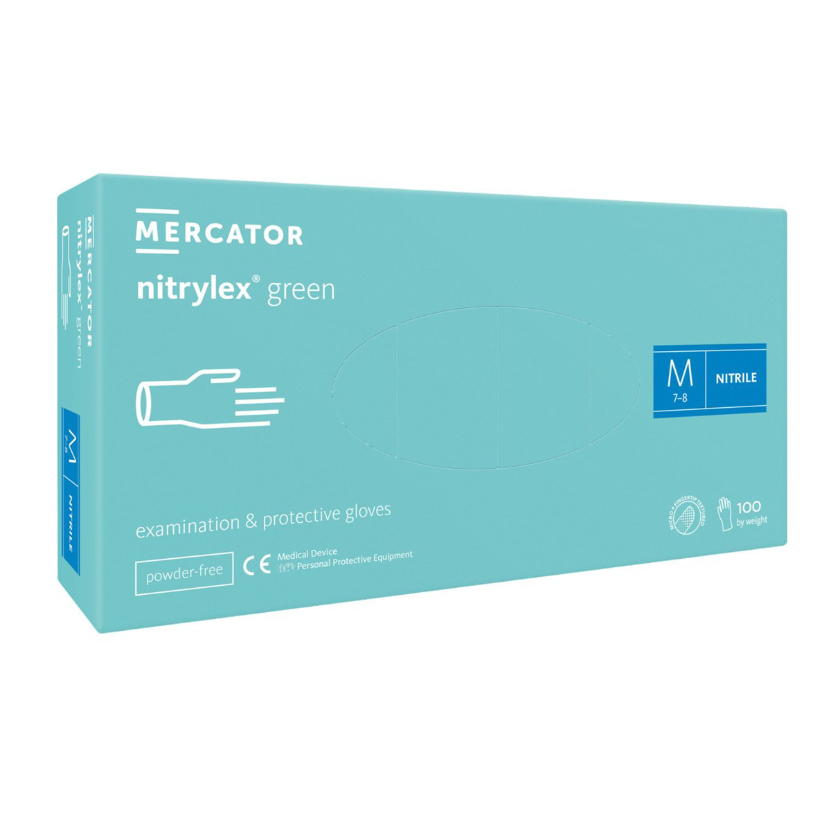 NITRYLEX GREEN, nitrilinės pirštinės be pudros, žalsvos, M dydis, N100